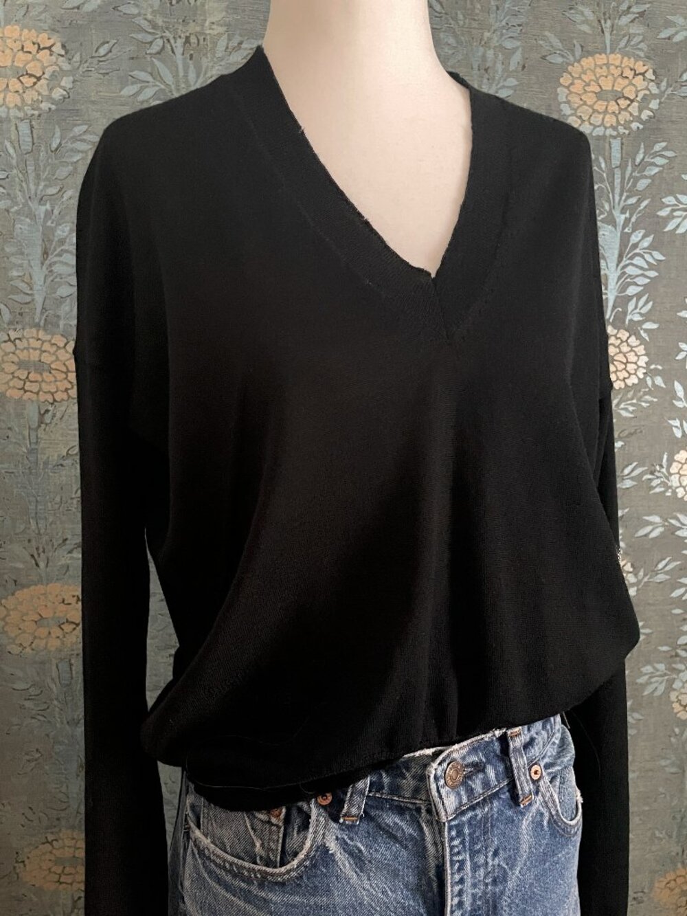 Zadig & Voltaire Happy Army Strass Wool V-Neck Sweater Size Medium